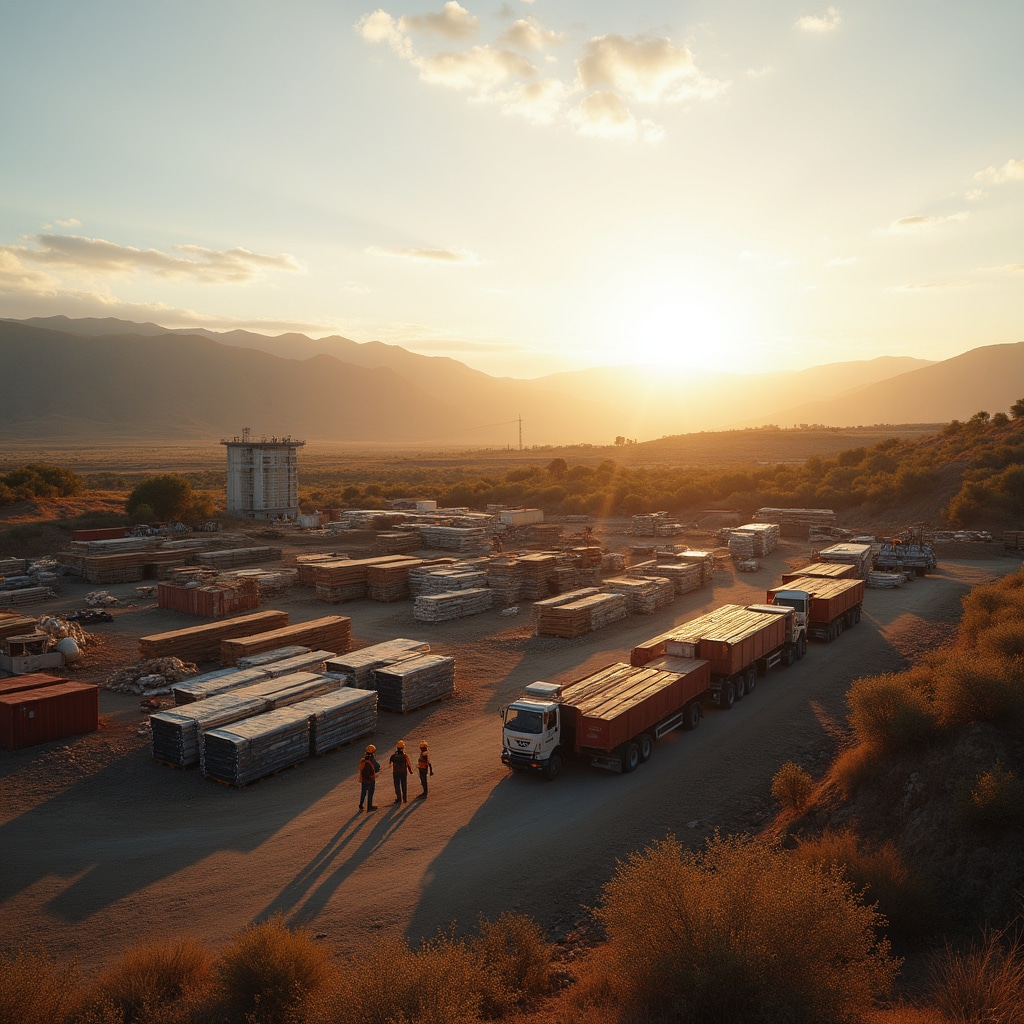 Construction activity and material logistics in La Rioja province